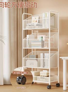 书架落地层推书本收纳架一体墙靠可移动BOI书柜置物架多桌边带轮