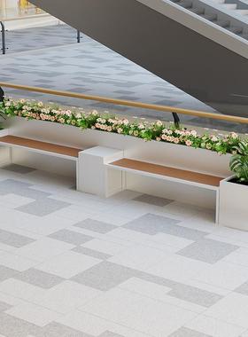 艺zy11755铁花箱坐组合商场休息区户外茶几木隔断长条塑凳镀锌凳