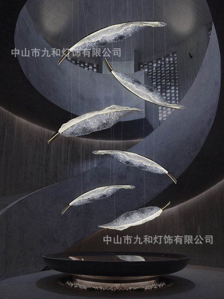 复式楼别墅挑空吊灯树脂led?