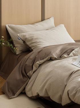 全FXB-6321棉件水洗棉波纹纱提花四套纯棉寂床单宅被套单双人床风