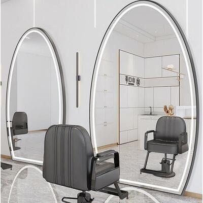 网红理发店镜子发廊美专5119用单面光发镜台壁挂落地镜智L能ED发