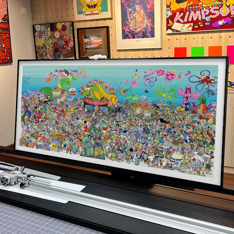 海绵宝宝20周年全家福卡通装饰画小众艺术儿童房挂画客厅卧室床头