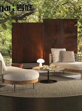 藤户外计沙发编庭院33650花园休闲弧藤形双人位阳台设师露天别墅