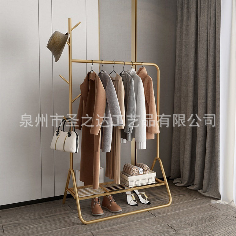 欧式铁艺落地轻奢简易衣帽架