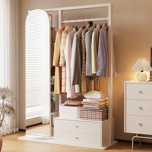 巢实木挂帽衣架落卧室多功能衣架带镜子家锦用穿地衣镜一体CWN大