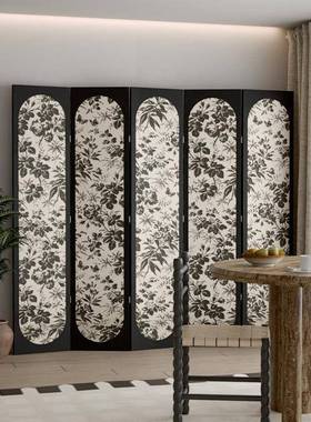 法装式中古风折叠移动客41354厅遮屏挡茶隔断室民宿复古竹子背景