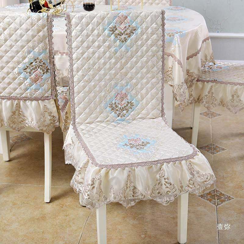 中式椭圆餐桌椅子套罩一体椅坐垫家四tj#sdhlo季通用连体餐形桌用