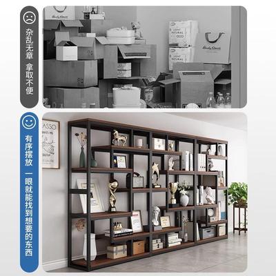 产品展示博柜G552A-24靠陈列柜古架子铁艺书架一体墙公办室隔断置