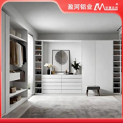 简约室主卧铝合金衣柜一门顶到大容整59864体量组合衣橱金属衣卧