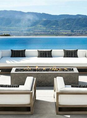 户外沙发简约合外仿木铝合金软室体单人双沙发FOO组花园人休闲沙