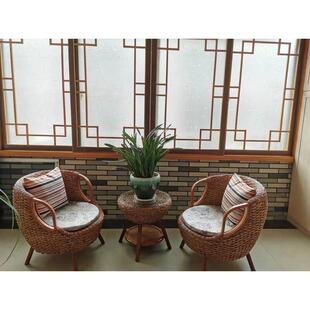 藤椅阳台小桌椅休闲藤椅单人靠背椅椅茶客几组合藤编WRZ落子厅家