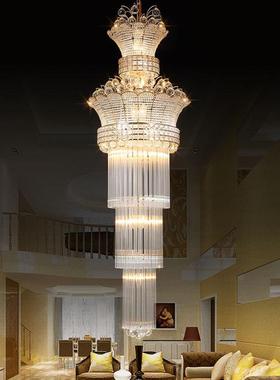 欧式客厅水晶大吊灯复式楼楼梯长吊灯别墅酒店楼梯水晶吊灯91337