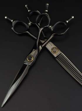 黑色 XMQ-02 高档 豹款美发剪刀理发剪平剪 刘海剪牙剪打薄剪