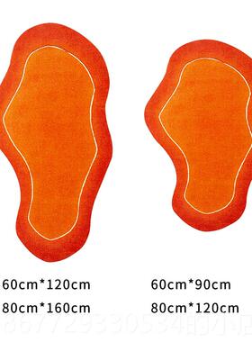 高档stv卧a则lentine个性意不规地毯橙色轻奢风/室床边毯地创垫样