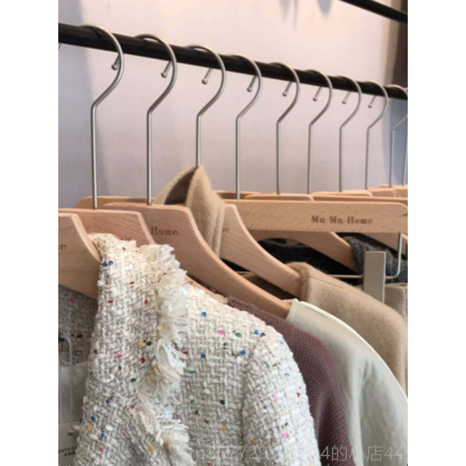 高档婚纱店家用榉木无档漆高高级植O绒防滑服装制店男女衣架LOG定