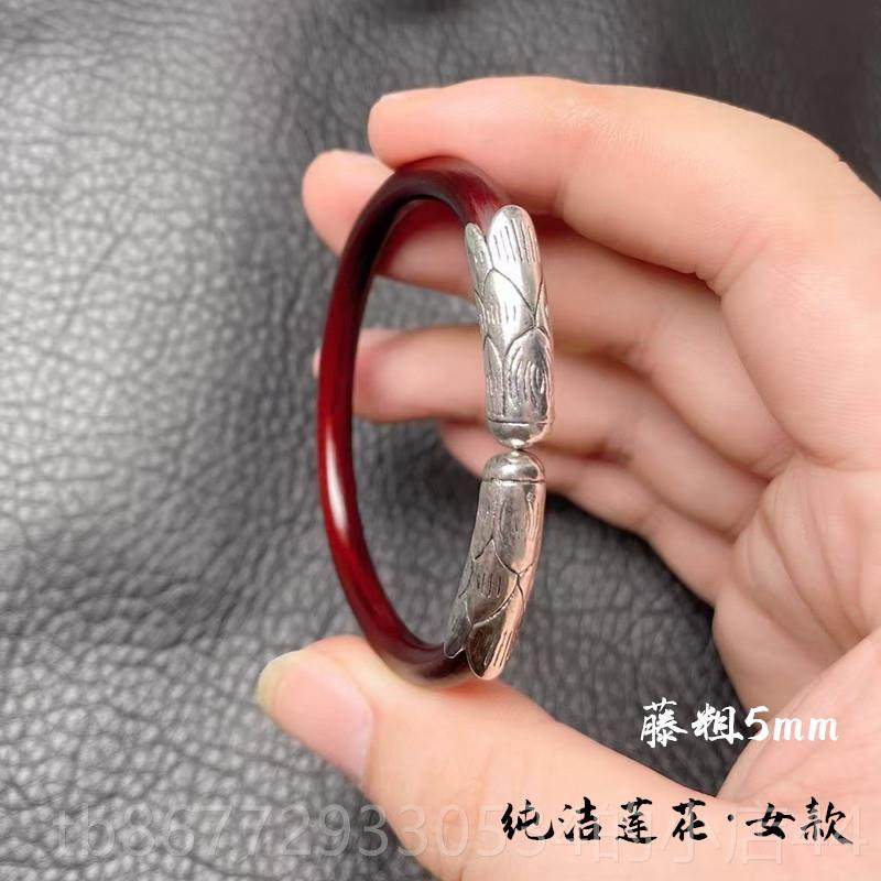 高档西藏鸡血民藤手镯节木品手镯族无风藤镯情侣款木质饰男女生日