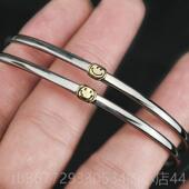 Ja女pan经典 高档牛钝精工 a侣mp 笑手镯纯脸银925男情手环手链细