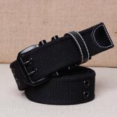 高档腰带男帆布针扣裤 个带学生青年加皮带男韩版 百长简男约搭潮人