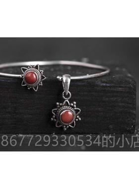 高档泊尔手工饰95银品宝石手镯吊坠 女个性 手錬 创2意覆尼古民族