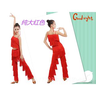 高档少儿拉丁练功流苏套装女服童拉丁舞蹈考舞级规服定拉丁比赛服