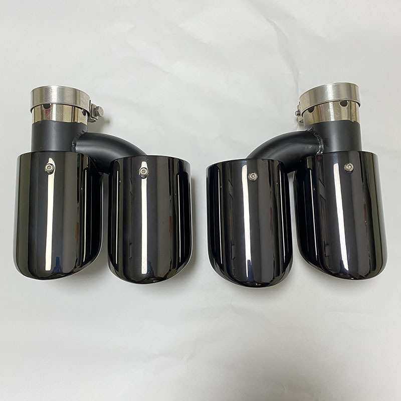 适用于奥迪A6 A7升级S6 S7尾喉 不锈钢H款钛黑色四出尾嘴排气管是
