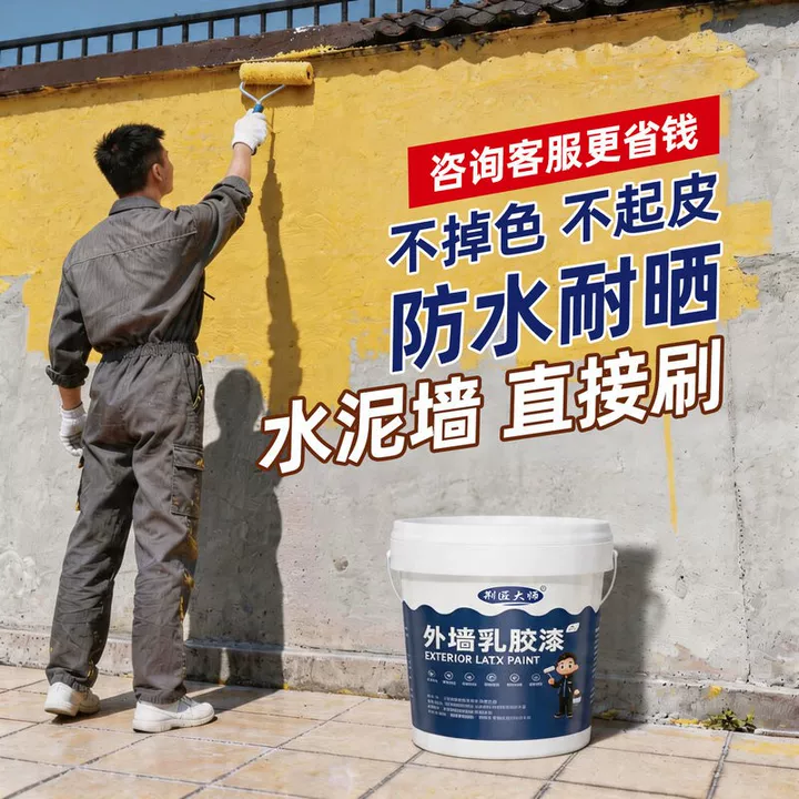 外墙漆防水防晒涂料30年自建房户外水泥外墙面油漆专用乳胶漆自刷