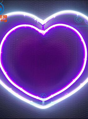 LTRV表ED霓灯2D双爱心造型灯情人节浪彩灯白场景漫布置装虹饰氛围