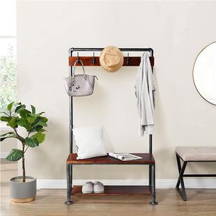 直商销简业易工架ACJ风创意水管落地衣展示架场铁艺服装架衣帽架