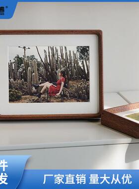 迎黑胡4桃10裱寸LZJ实木框摆台感6寸a摆相件8原木画框装木质洗凌