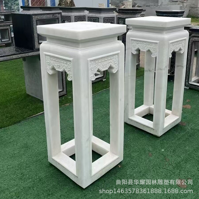 中式庭院石雕花架供桌
