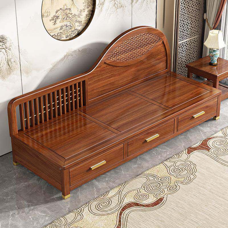 中式胡桃木实木贵躺冬椅沙发床实木带抽两用夏贵妃妃H250419美人