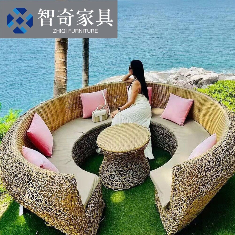 户外网红鸟巢卡座藤编沙发树上鸟窝造型打卡餐厅景区民宿户外座椅