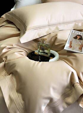 简约纯色纺五线绣全四套家纺高端纯棉20230110棉长绒棉件四季款南