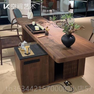 高档黑胡桃木室茶桌茶台办公泡茶喝茶会客室接待茶用别墅新中式家