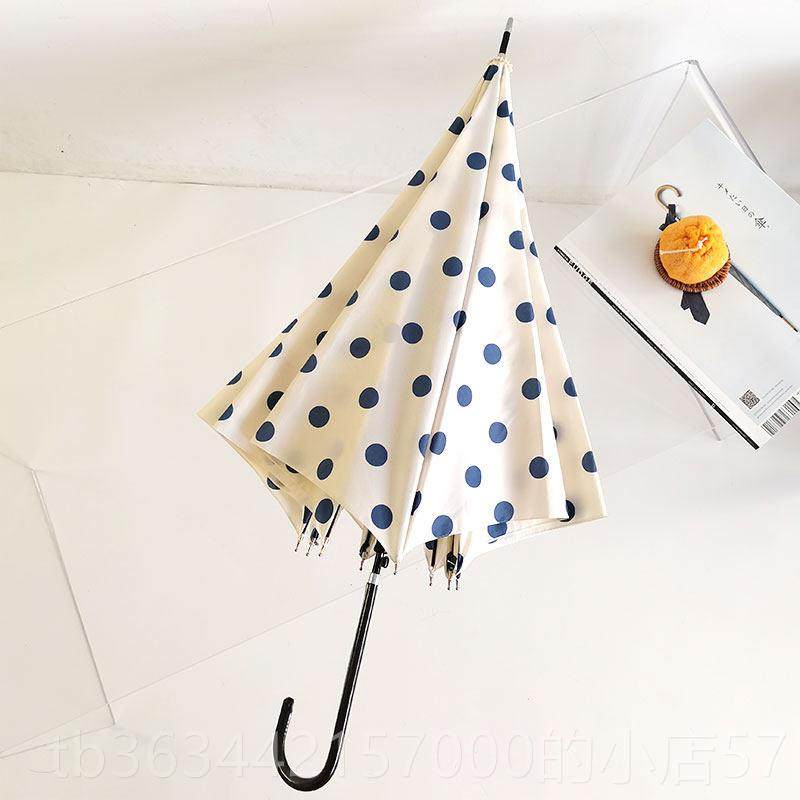 高档MIS伞TELLA日系大波点黑动白点半自超轻长柄圆晴雨伞直柄伞小