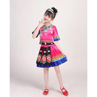 高档新款苗广西壮族月三男僳女童少数民族族演出服僳族彝族畲三族