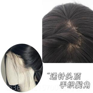 高档全蕾丝假发尾真人发丝女直发透气自然递针轻薄套全手织可扎马