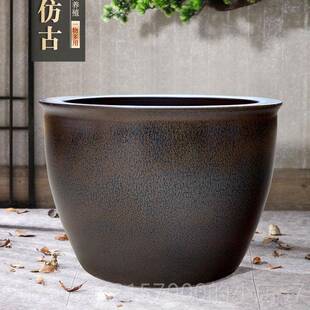 高档陶瓷鱼缸古法生荷养鱼缸阳台小水池庭院式老大水态缸大号睡莲