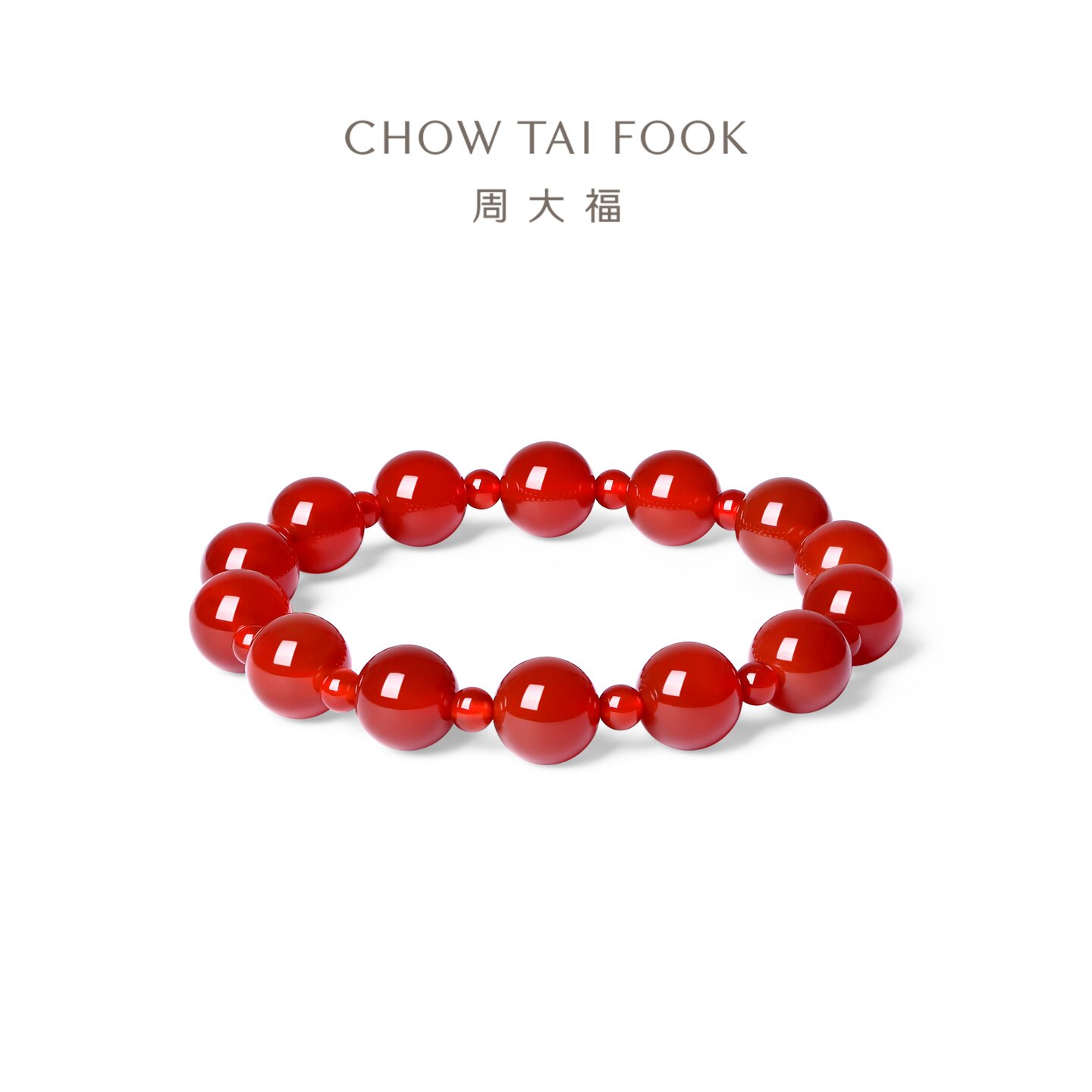 周大福红玉髓弹力绳手链图片