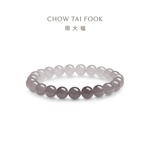 周大福和田玉渐变烟紫手串新品
