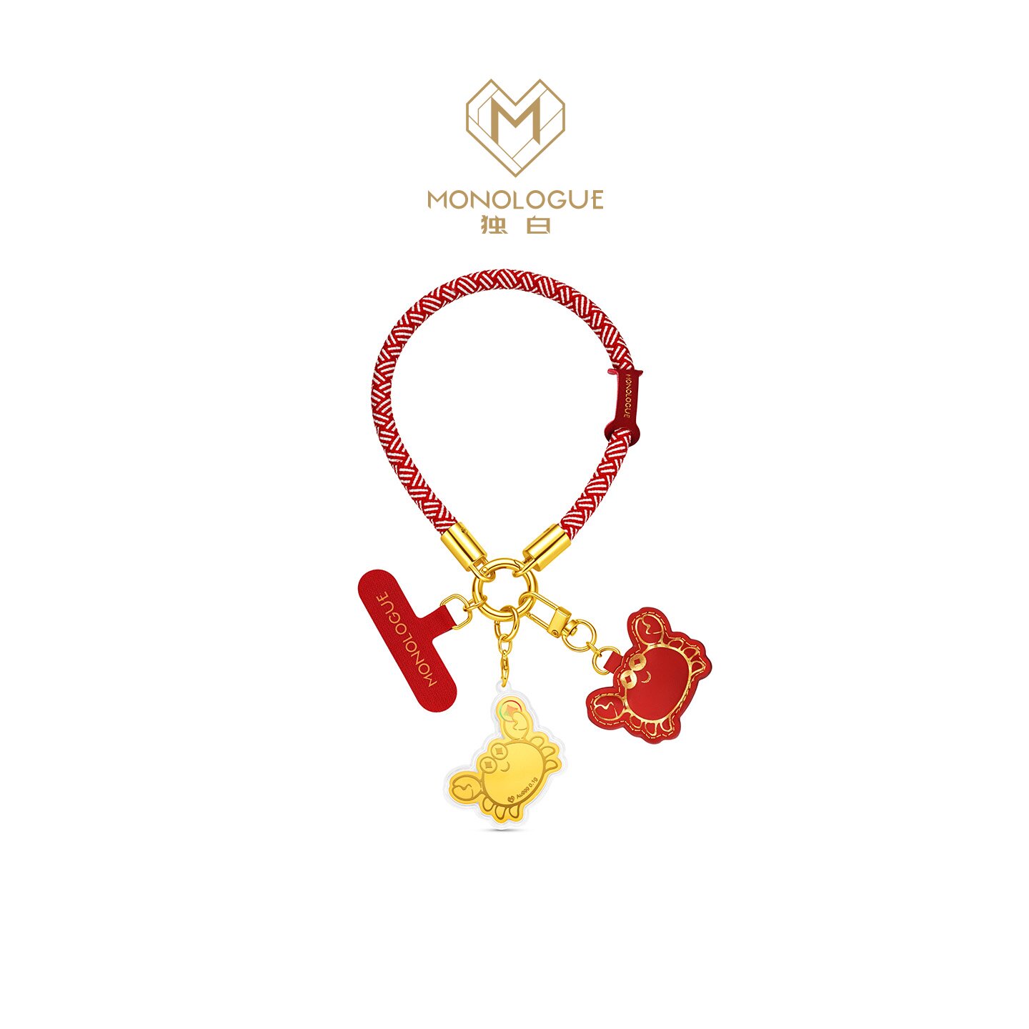 周大福MONOLOGUE独白黄金螃蟹金章手机挂件MR2298寓意有钱礼