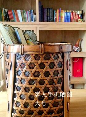 脚收复古画筐竹编ZL023092纳筐四手编双层编法竹筐字卷轴缸传统中