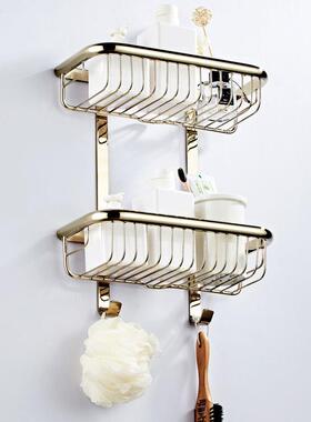 长方形卫生间壁挂式0厘米色长双3层置批物架黄铜材80254质焊接金