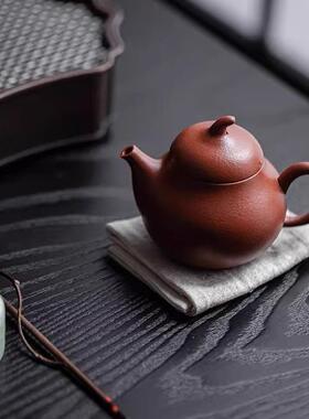 朱泥工橘皮手紫砂壶用梨壶小容工量家功夫茶具纯sk113手紫砂泡茶