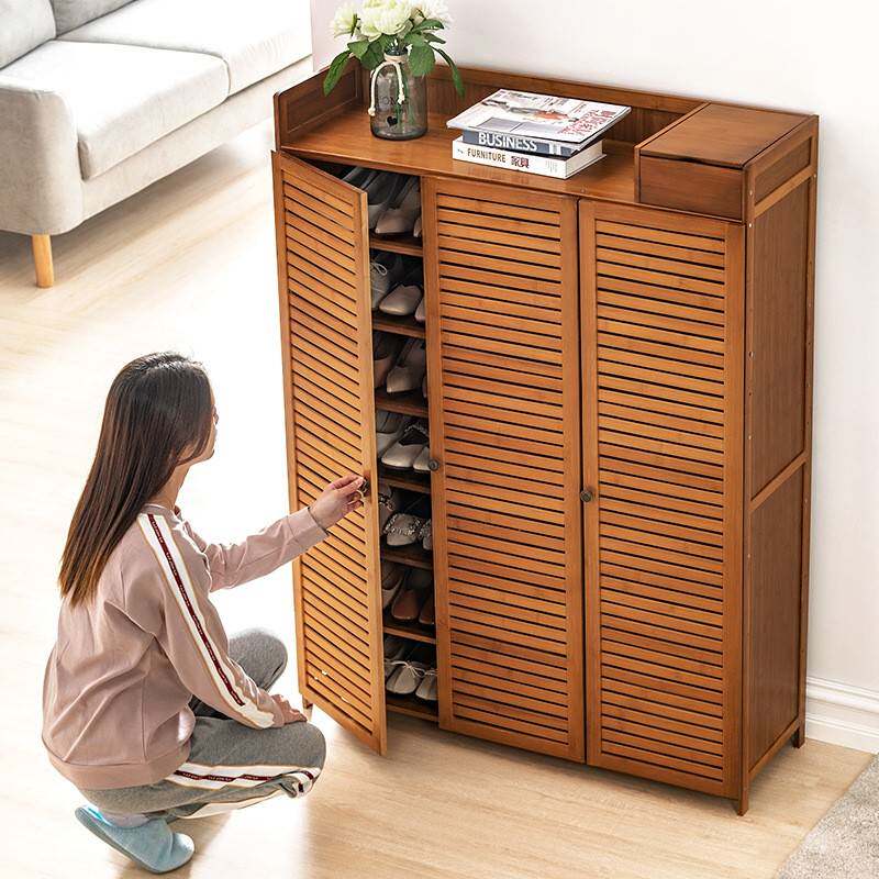 简柜易鞋柜收纳家用门口省空48038间透气柜玄关阳台楠竹多层储架