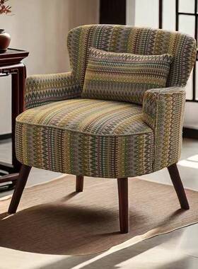 休闲复古组客合轻奢阳人VNB台美式单沙发家用卧室厅懒小户型沙发