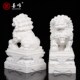善唯房山汉白玉大理石含球小石狮子一对看门家用墓地摆件