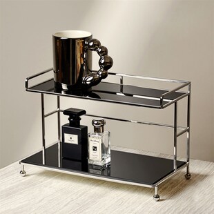 轻奢黑色压克力金属收纳盒化妆室置物架化妆护肤品杯子整理架多层