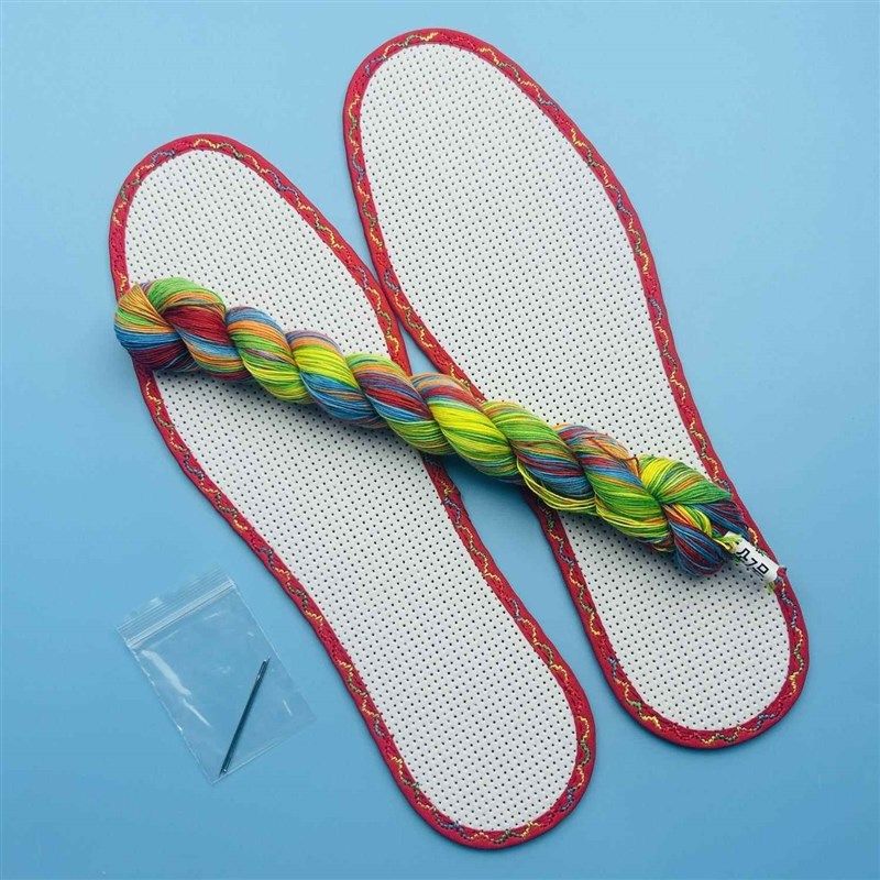 七彩十字绣鞋垫新款2025年半成品空白棉布白板diy透气厚手工带针