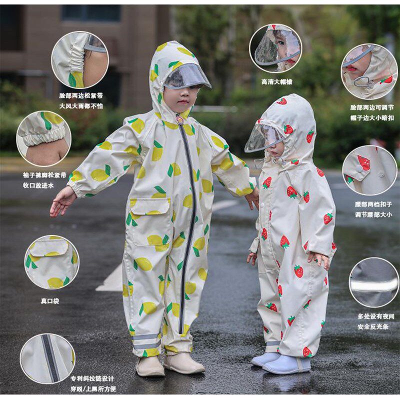儿童雨衣宝宝连体套装小童玩雪男童全身防水幼儿园玩沙服女童雨披